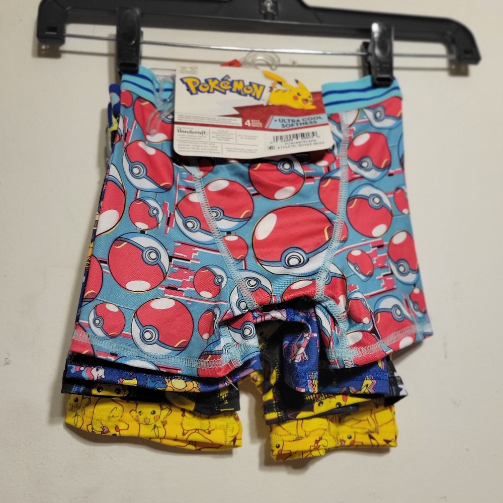 Pokemon Four (4) Boys' Athletic Boxer Briefs (Set) Size 4
